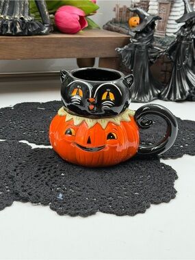 new 2026 johanna parker black cat jack pumpkin ceramic halloween mug